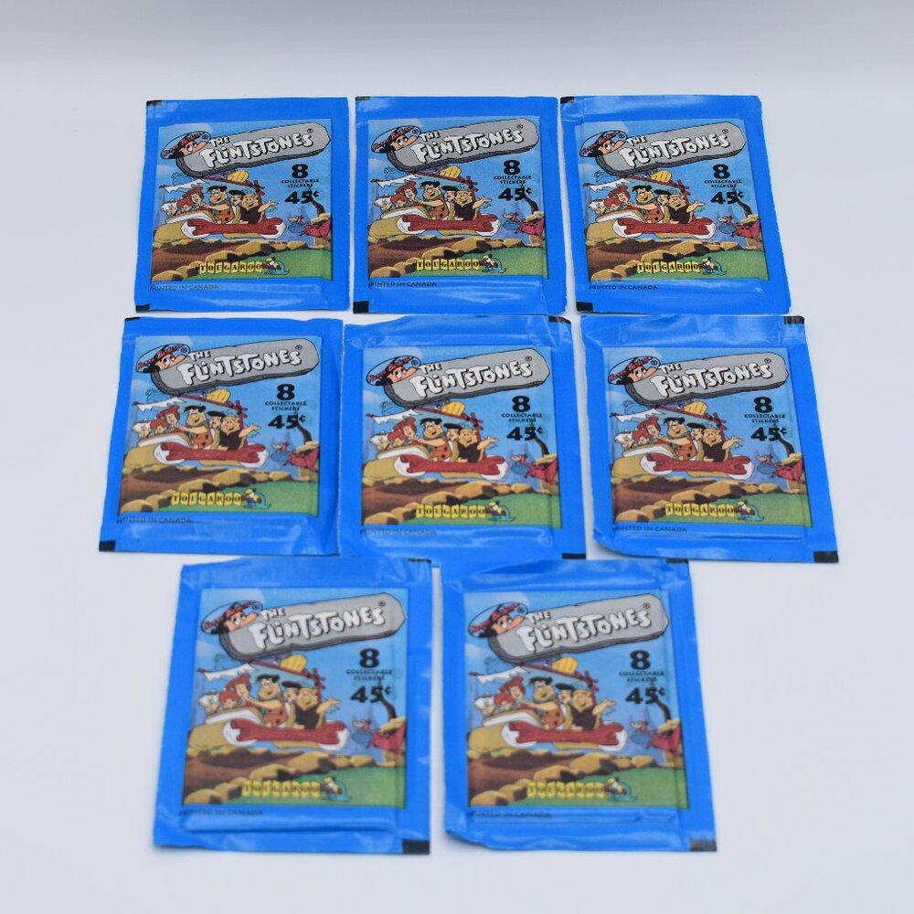 8x The Flintstones 8 Collectable Stickers Pack Tougaroo Vintage English/French